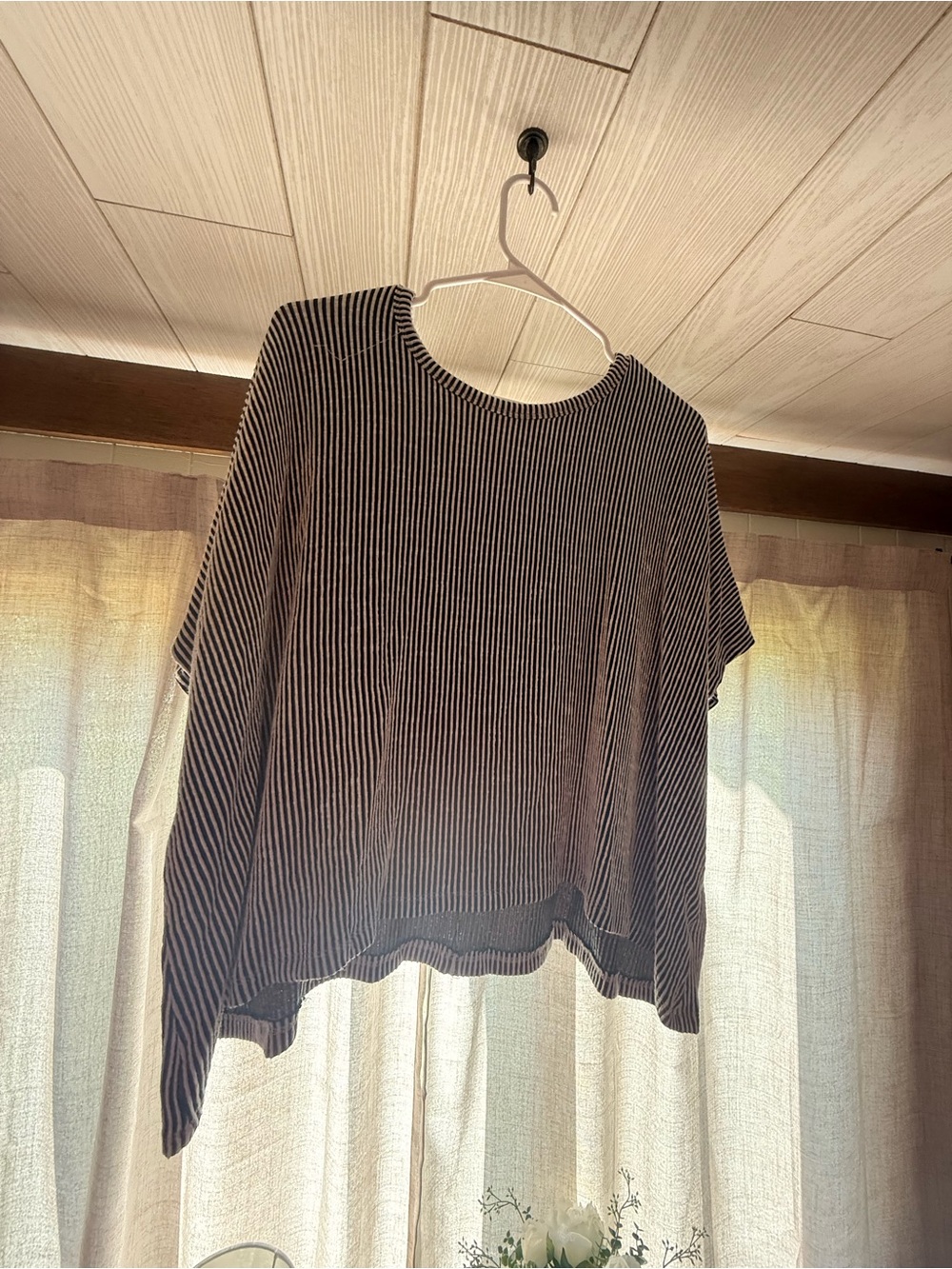 Zenana Outfitters Black and White Striped Tunic Top